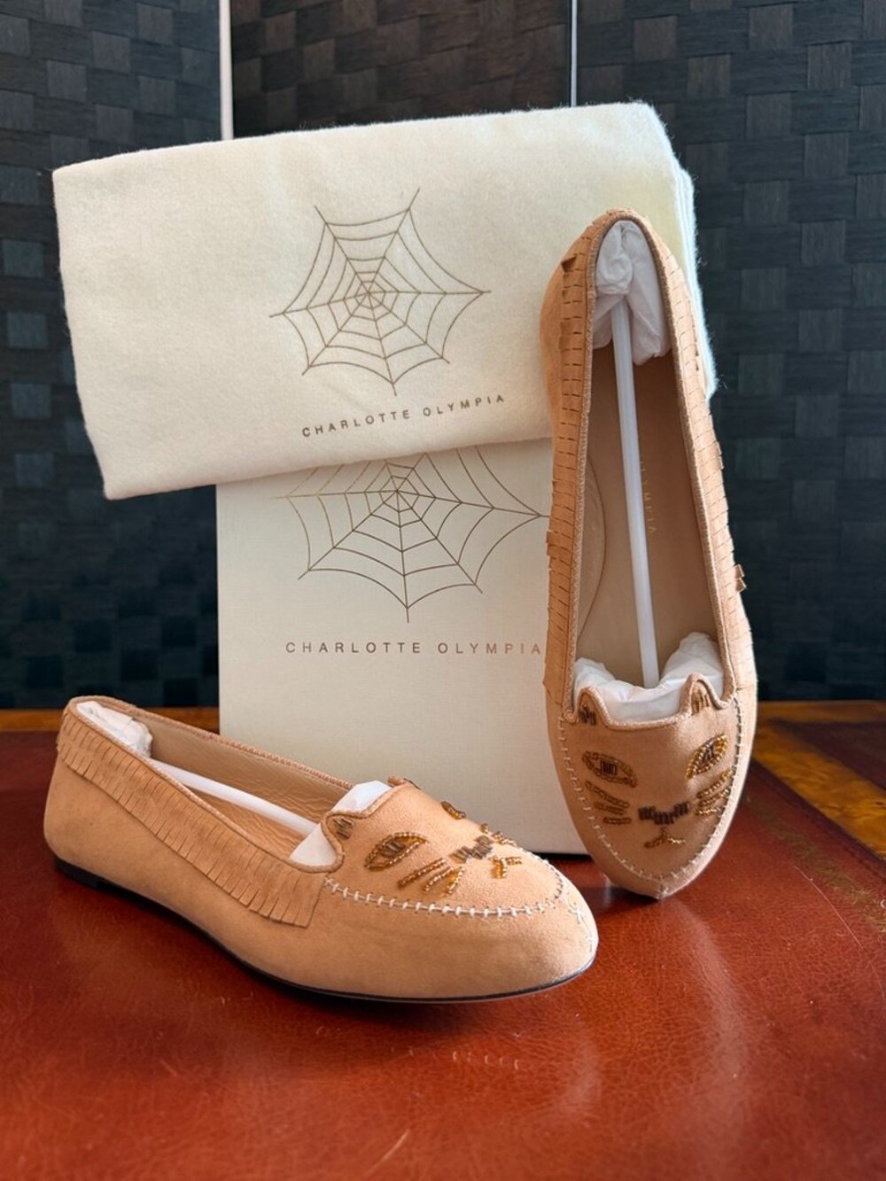 Charlotte Olympia Moccasin Kitty, wheat color, size 39